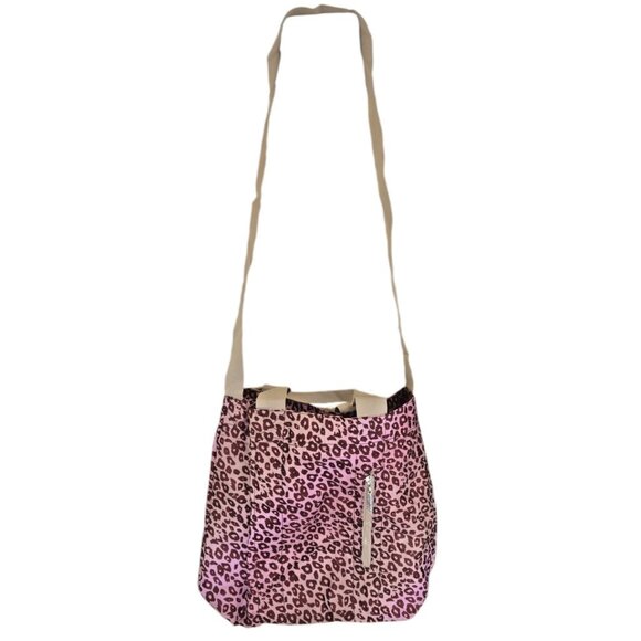 Bath & Body Works Leopard Print Crossbody Tote & Cosmetics Bag Pink Brown - Picture 8 of 9